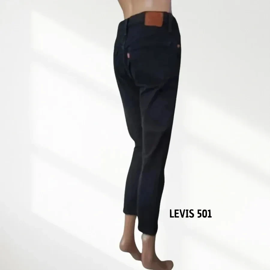Levis premium 501 s coupe straight fuselé crop taille haute - extensible - noir intense